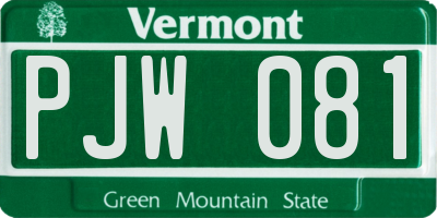 VT license plate PJW081