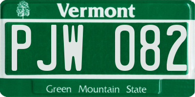 VT license plate PJW082