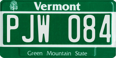 VT license plate PJW084