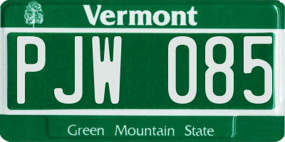 VT license plate PJW085