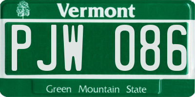 VT license plate PJW086
