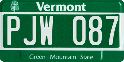 VT license plate PJW087