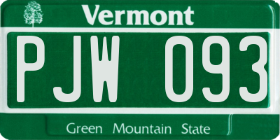 VT license plate PJW093