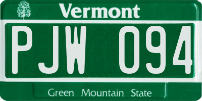 VT license plate PJW094