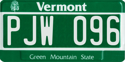 VT license plate PJW096