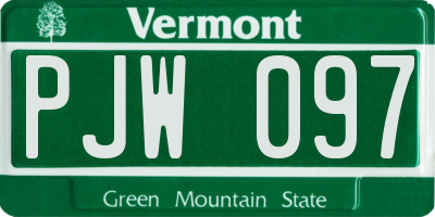 VT license plate PJW097