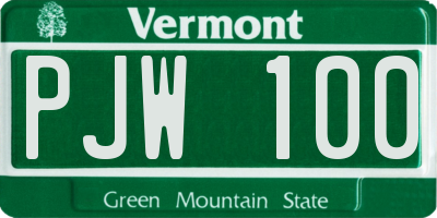 VT license plate PJW100