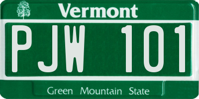 VT license plate PJW101