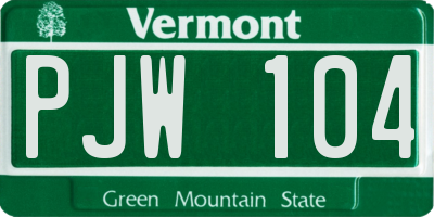 VT license plate PJW104