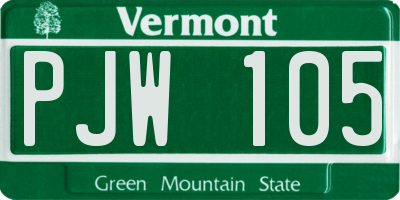 VT license plate PJW105