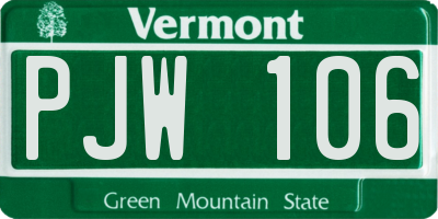 VT license plate PJW106