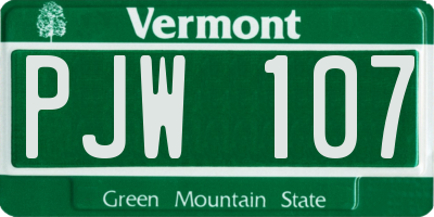 VT license plate PJW107