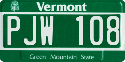 VT license plate PJW108