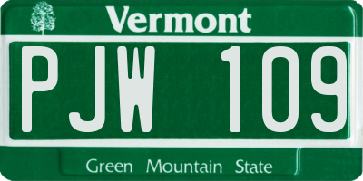 VT license plate PJW109