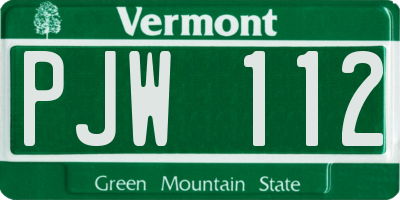 VT license plate PJW112