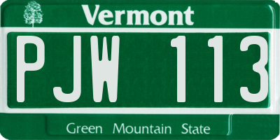 VT license plate PJW113