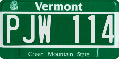 VT license plate PJW114