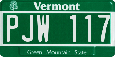 VT license plate PJW117