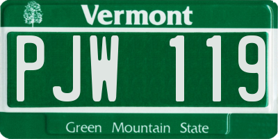 VT license plate PJW119