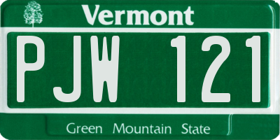 VT license plate PJW121