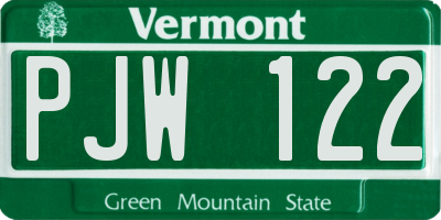 VT license plate PJW122