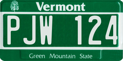 VT license plate PJW124