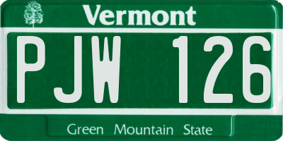 VT license plate PJW126