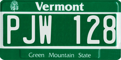 VT license plate PJW128
