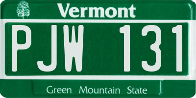 VT license plate PJW131