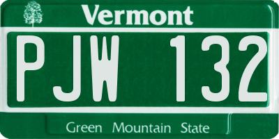 VT license plate PJW132
