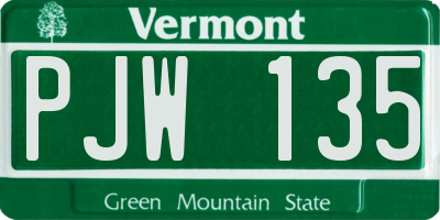 VT license plate PJW135