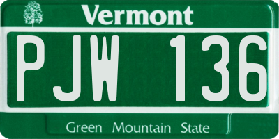 VT license plate PJW136