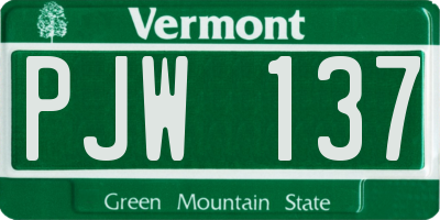 VT license plate PJW137