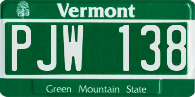 VT license plate PJW138