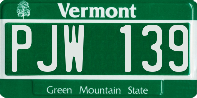 VT license plate PJW139