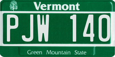 VT license plate PJW140