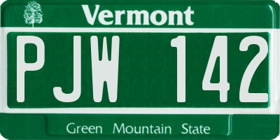 VT license plate PJW142