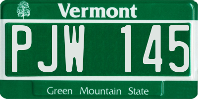 VT license plate PJW145