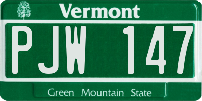 VT license plate PJW147