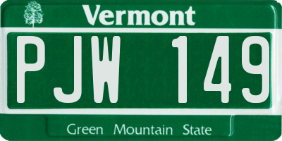 VT license plate PJW149
