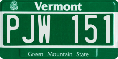 VT license plate PJW151