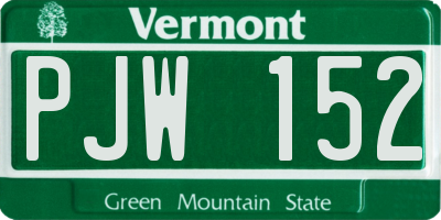 VT license plate PJW152