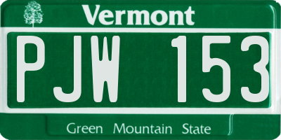 VT license plate PJW153