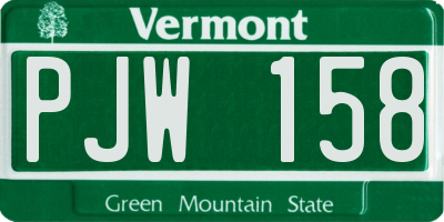 VT license plate PJW158