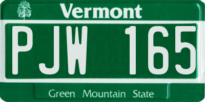 VT license plate PJW165