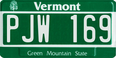 VT license plate PJW169