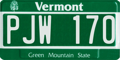 VT license plate PJW170