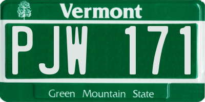 VT license plate PJW171