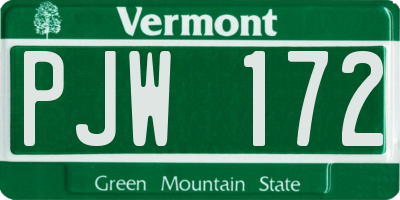 VT license plate PJW172