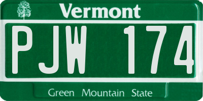 VT license plate PJW174